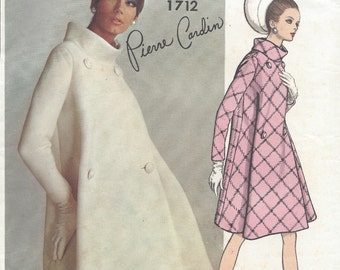 1967 Vintage VOGUE Sewing Pattern B32 COAT (1712) By 'Pierre Cardin'