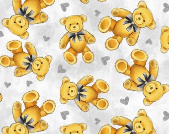 Teddy Bear Anti-Pill Fleece Fabric by the yard /David Textiles/Free shipping available/baby fabric/baby fleece/grey fleece