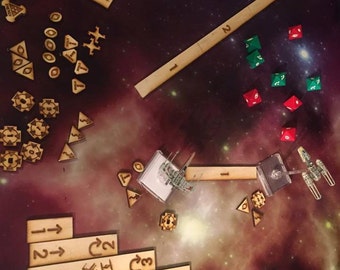 X-Wing Board Game Wooden Movement Templates, Measuring Rulers and Tokens, X-Wing Movement Tokens, X-Wing Board Game Upgrade Pieces