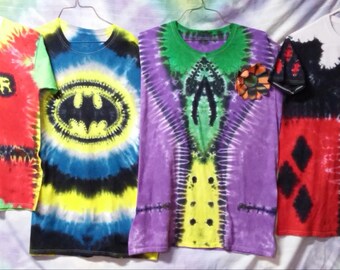 New Kids Made to Order Batman's Friends / Villians Tie Dye T-shirts Joker, Robin, Harley Quinn, & Riddler!