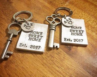First house keychain set, home, sweet home costumed keychain! porte-clé premier maison Personalize This