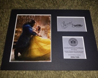 Emma Watson and Dan Stevens - Beauty and the Beast - Belle and Beast - Signed Autograph Display - Fully Mounted and Ready To Be Framed V1