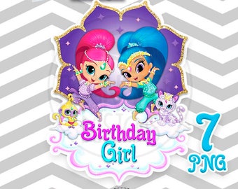 shimmer and shine Personalized Digital Image,7 PNG Printable Iron On Transfer, Sticker custom, power point editable text and Font