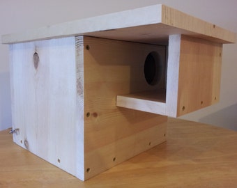 FREE GROUND SHIPPING!!! Handmade Pine Wood Squirrel House Nesting Box With 3" Entrance And Hinged Rear Door