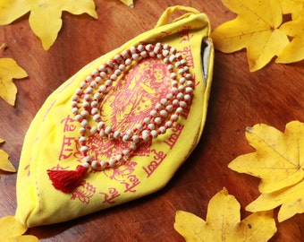 Krishna japa mala with bag/ SHRI Krishna tulsi brasil prayer beads with japa bag