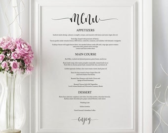 Wedding Menu Board - Printable Wedding Menu - Wedding Menu Posters - Wedding Sign Template - Wedding Menu PDF Instant Download #WDH0013