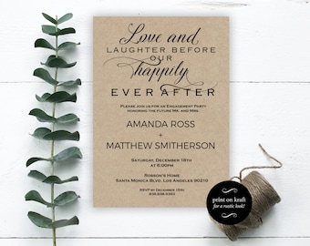 Engagement Invitations - Love and Laughter before our happily ever after - Wedding Printable - Downloadable Wedding #WDH0204