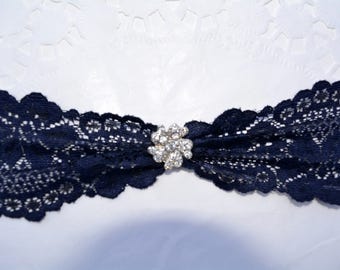 Navy Blue Garter, Lace Garter, Wedding Garter Set, Dark Blue Garter, Blue Garter Lace, Garter Set, Blue Wedding Garter, Wedding Accessorie