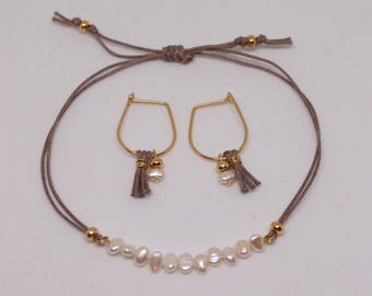 Bracelet gold plated Beads / Bracelet freshwater pearls gold plated