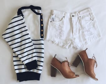 Black and White Nautical Stripe Sweater Size xs, small, medium
