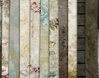 Digital Paper Pack, Scrapbook Papers, Printable Papers, Shabby Digital Papers, Paper Collection, Scrapbooking Backgrounds, Vintage Papers