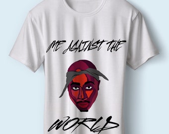 T-shirt Vintage Rap Tupac 'Me Against The World' - Taille XL, Couleur Noire, Années 90, Occasion