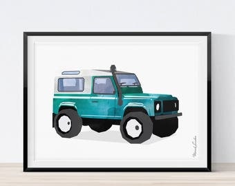 Jeep Print, Jeep Wall Art, Transportation Wall Art, Toddlers Room Decor, Watercolor Decor, Nursery Decor, Jeep Printable, Instant Download