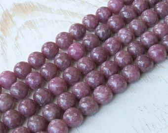 8mm Lepidolite beads, 8mm gemstone beads, full strand, AA quality, pink stones, natural lepidolite, round beads, jewelry supplies, mala