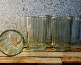 Vintage glass stopka set Faceted table glass Soviet glass Shot glasses Wine glasses Drinking glass Made in USSR Vodka gifts Vintage soviet