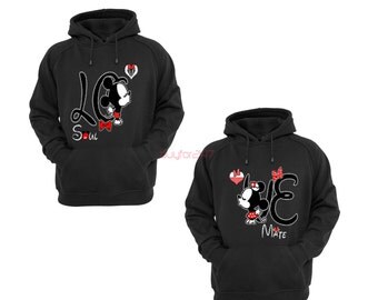 Mickey Minnie Kissing Hoodies T Shirt Mr Mrs Raglan Couple Hoodies pärchen pullover Couple Sweatshirts Couple King Queen Hoodies