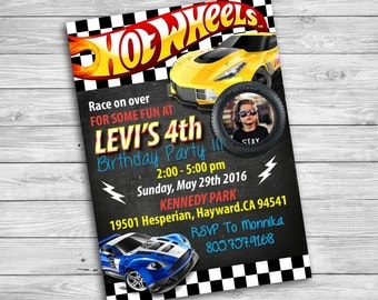 hot wheels invitation, cars Invitation, hot wheels birthday invitation, racing birthday Invitation, cars, hotwheels, vert, racer | 1AHO_4