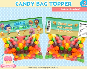 80% OFF SALE Candy Bag Topper Bubble Guppies - 3 Designs - Instant Download - PDF files - High Resolution - Holiday Party