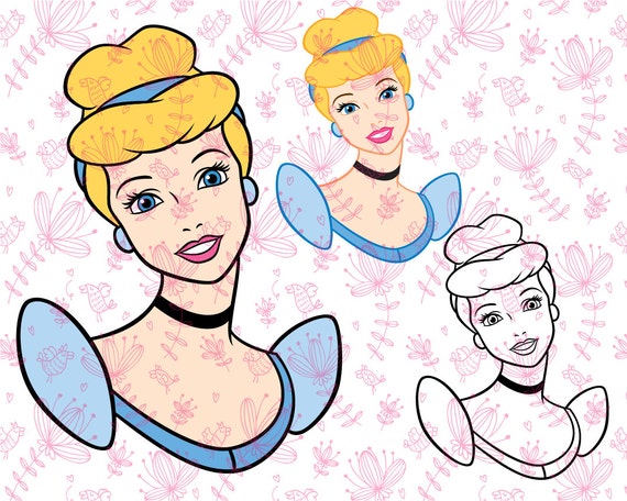 Download Disney princess Cinderella SVG cutting ESP vector instant ...