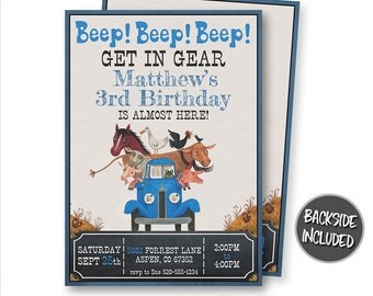 Little Blue Truck Birthday Invitation, Little Blue Truck Invitation, Little Blue Truck Party, Little Blue Truck Personalized, Printables