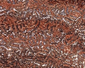 Rose Gold Designed Sequin Fabric By The Yard 60" Width