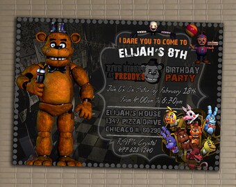 Five Nights At Freddy's Invitation, You Print Invitation, FNAF Birthday, Five Nights At Freaddy's Invite, FNAF Themed Birthday Party Invite
