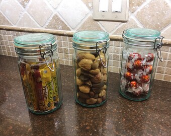 Vintage Hermetic Italian Glass Canisters (set of 3)