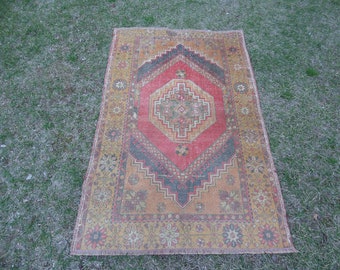 Oushak Rug, Vintage Turkish Rug, Vintage Oushak Rug, Turkish Rug 3x5, Small Rug, Turkish Oushak Rug, Bohemian Rug