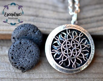 Infinity Heart Lava Stone Essential Oil Diffuser Necklace // With a Choice of Essential Oil(12 Variety)
