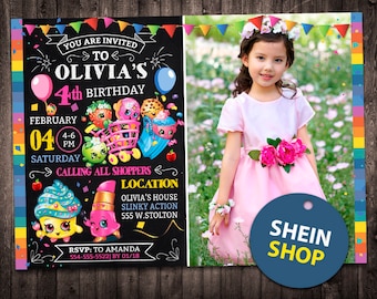 Shopkins Invitation with Photo, Shopkins Birthday Photo Invitation, Shopkins Invite with Photo, Shopkins Printable
