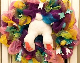 Bunny butt wreath, Easter Wreath,Easter Bunny Butt Wreath, Deco mesh wreath