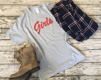 Friend's Inspired "Girls" Shirt from the TV show - worn by Rachel and Monica! Super cute, casual, light weight, and comfy.