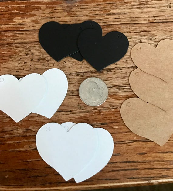 Heart shaped gift tags lot of 20 blank kraft party die cut 