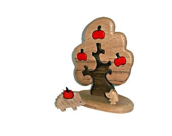 Set Animal Toys Forest Animals+Tree Hedgehogs Waldorf Toys Wooden Toys Animal Figures Toys for Kids Learning Toys Birthday Gift