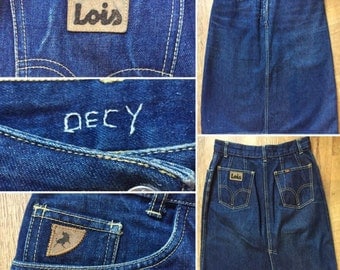 Lois Jeans vintage 1970's denim a-line skirt, 27 uk8-10