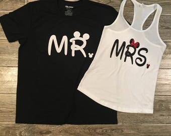 MR & MRS SHIRTS, Newlywed shirts, just married shirts, his and her shirt, Disney couples shirt, Disney inspired shirts, couples baseball tee