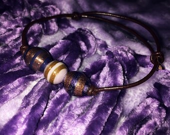 Lavender & Copper Glass Bead Bracelet