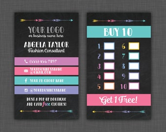 Punch Card, Reward Card, Lularoe Business Card, Chalkboard Marketing, Custom Business Card
