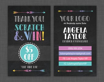 Lula Scratch Off Card - Scratch Card - Lula Chalkboard - Black - Prize Card - Lula Reward Card - Custom