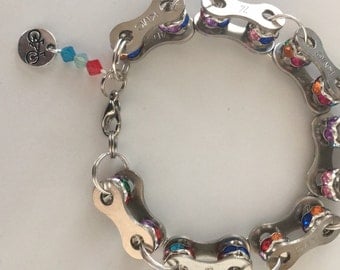 Multi bling bike chain bracelet