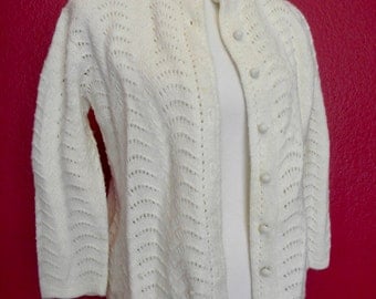 Vintage Boepple Ivory Knit Cardigan Sweater