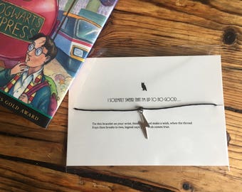 Harry Potter inspired wish bracelet "i solemnly swear that I'm up to no good"