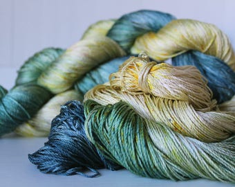 Hand Dyed Yarn Silk fingering 4ply 100g - Eden