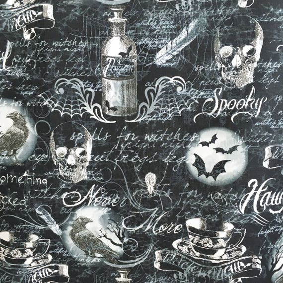 Gothic fabric Something Wicked fabric skulls fabric