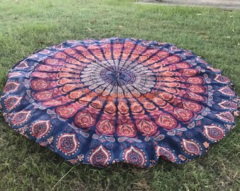 Bohemian Island Indian Ethnic Mandala Peacock Shawl Wrap Tapestry Beach Cover Up