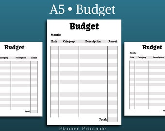 Budget Planner PDF • Expense Tracker • Printable Planner Inserts A5 • Budget A5 insert • Finance • budget planner insert • A5 planner