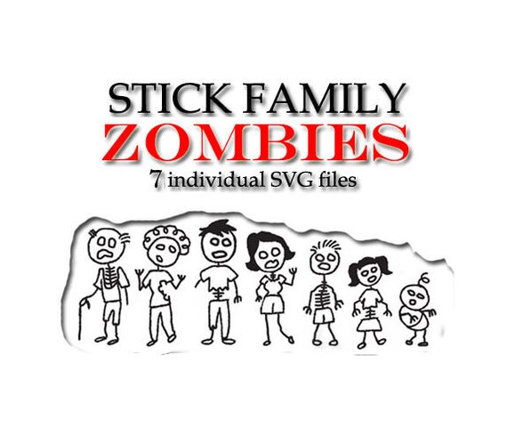 Download Zombie Stick Family Silhouette SVG PNG JPG