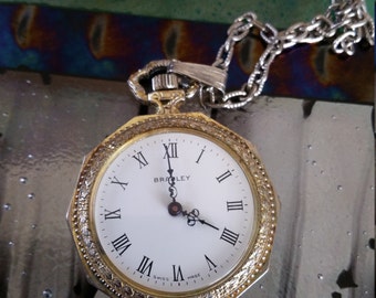 Bradley Swiss made ladies pendant watch with chain