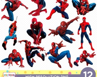 Spiderman CutOut Printable, Marvel the amazing Spider-Man PNG Files, Superheroes Decoration Scrapbook Stickers Boy Birthday Party Clipart
