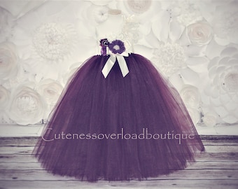 Plum Flower Girl Tutu Dress-Plum Tutu Dress-Plum Tutu Dress.Flower Girl Tutu Dress-Wedding Tutu Dress-Birthday Dress.